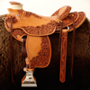 Douglas 38 Wade - tree by Rick Reed, 15 and 1/4 inch seat, Gullet - 7 and 1/2 inch by 6 and 1/4 inch by 4 inch, Horn  3 inch Guatelajara, 93 degree bars, 7/8ths flat palte riggin, Cheyenne Roll, Keith's Sheridan Style Floral Carving